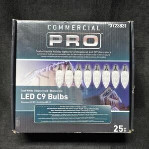 Gemmy Commercial Pro Cool White LED C9 Light Bulbs 25 Event Replacement Bulbs